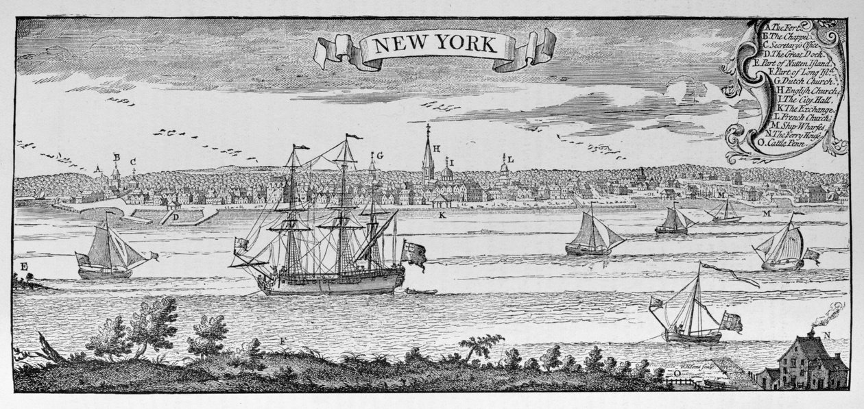 New York i 1732, illustrasjon fra bind V av 