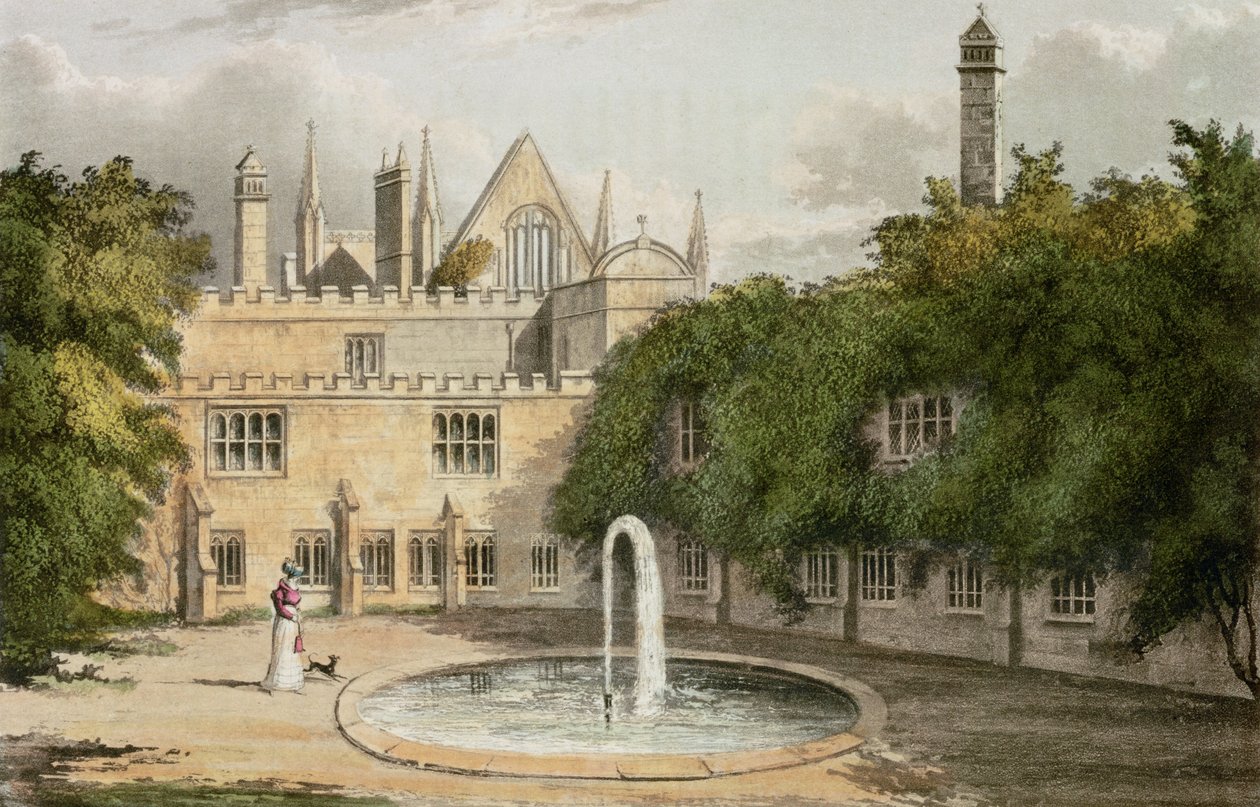 Newstead Abbey, fra R. Ackermanns (1764-1834) Repository of Arts, 1827 (fargegravering) av English School