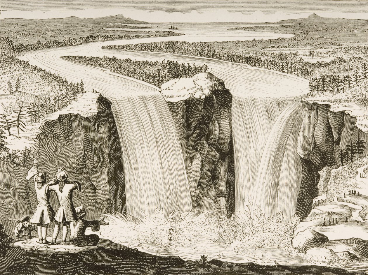 Niagara Falls, etter en skisse laget av far Hennepin i 1677, fra 