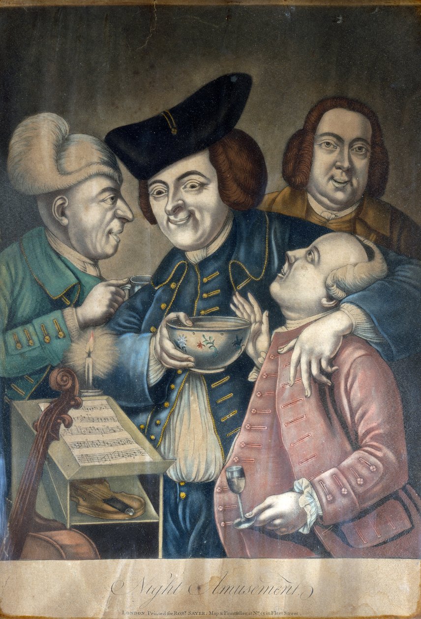 Night Amusements, ca. 1770 (håndfarget mezzotint) av English School