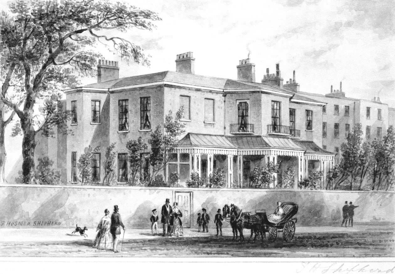 Nordvest-utsikt over Camelford House, 1850 av English School