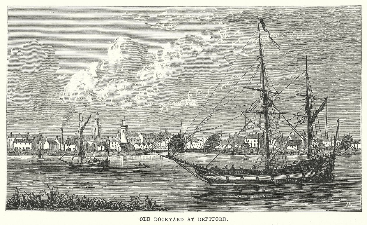 Det gamle verftet i Deptford (gravering) av English School