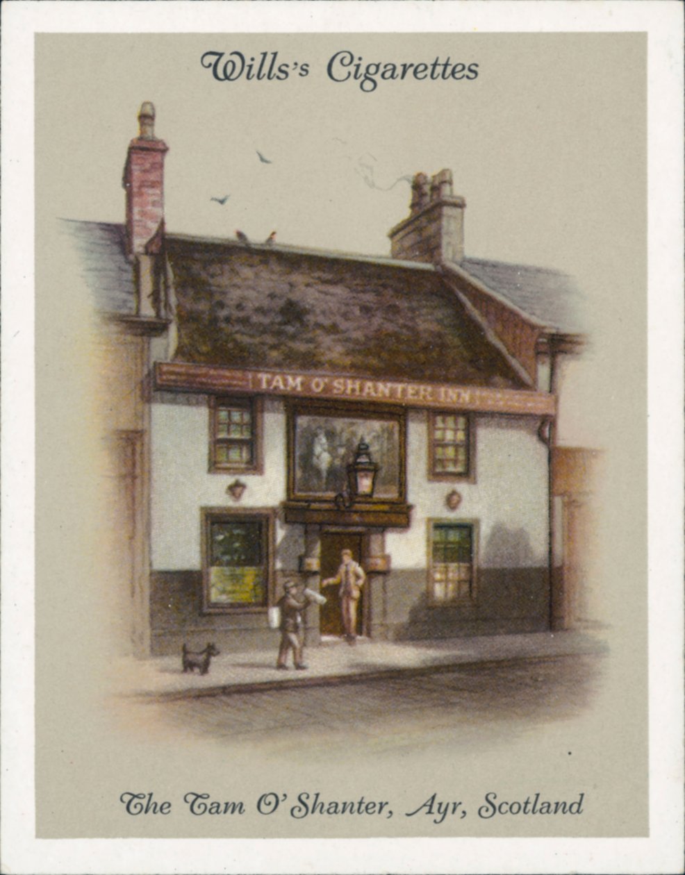 Old Inns: The quot;Tam O#39; Shanter,quot; Ayr, Skottland (farge litho) av English School