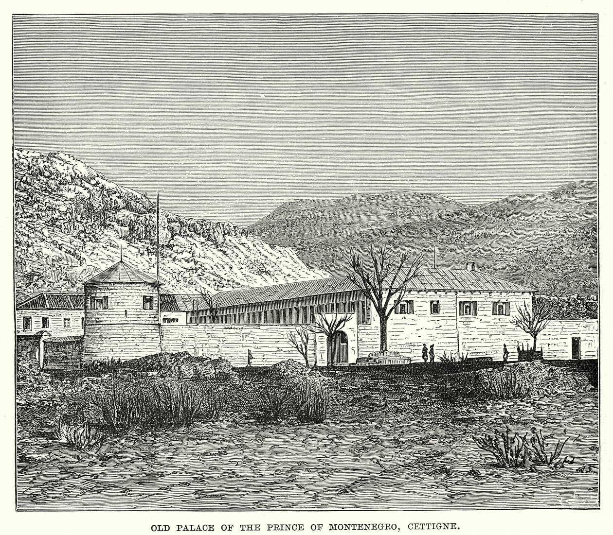 Det gamle palasset til prinsen av Montenegro, Cettigne (gravering) av English School