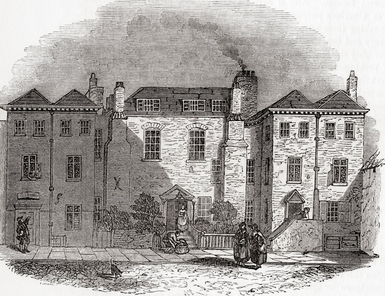 Oliver Cromwells hus, Clerkenwell Close, London, England, fra Old England: A Pictorial Museum, pub. 1847 av English School