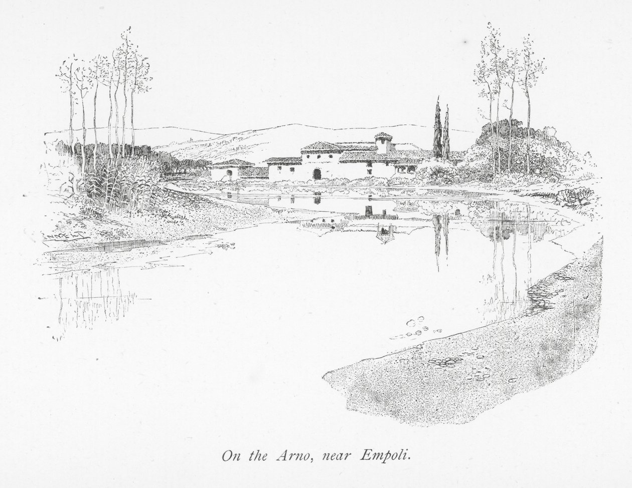 Ved Arno, nær Empoli (litografi) av English School