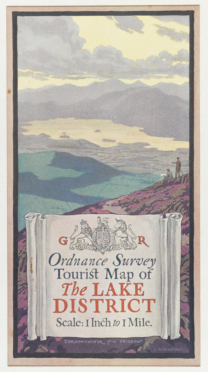 Ordnance Survey Tourist Map of the Lake District, ca. 1920 (farge litho) av English School