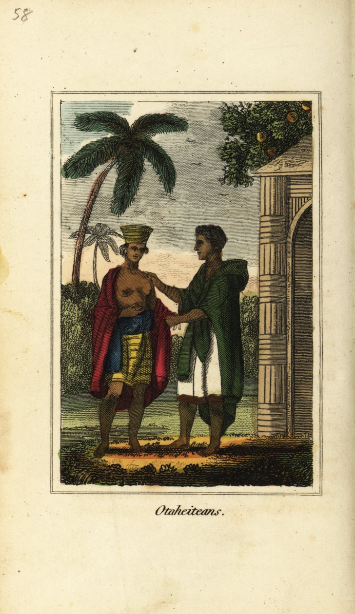 Otaheiteans eller innfødte fra Tahiti, Polynesia av English School
