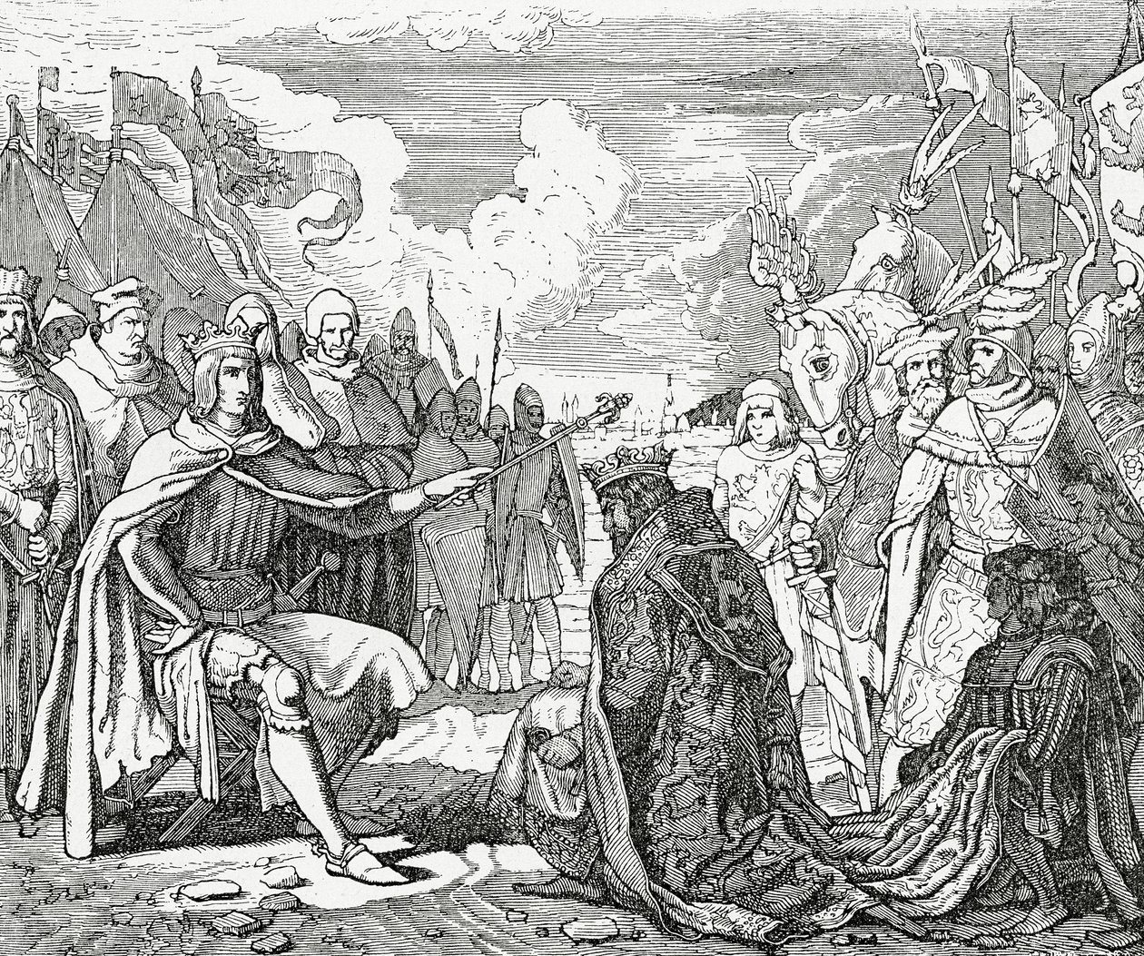 Ottokar II av Böhmen hyller Rudolf I, konge av Tyskland i 1276, 1882 av English School
