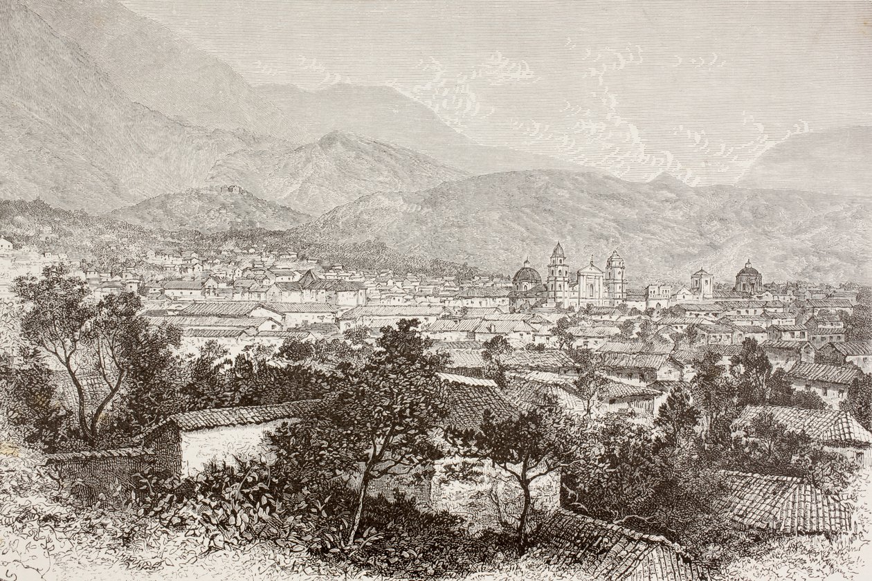 Samlet utsikt over Bogota, Colombia (litho) av English School