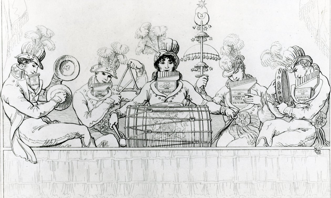 Padean Minstrels i opptreden i Vauxhall Gardens, London (gravering) av English School