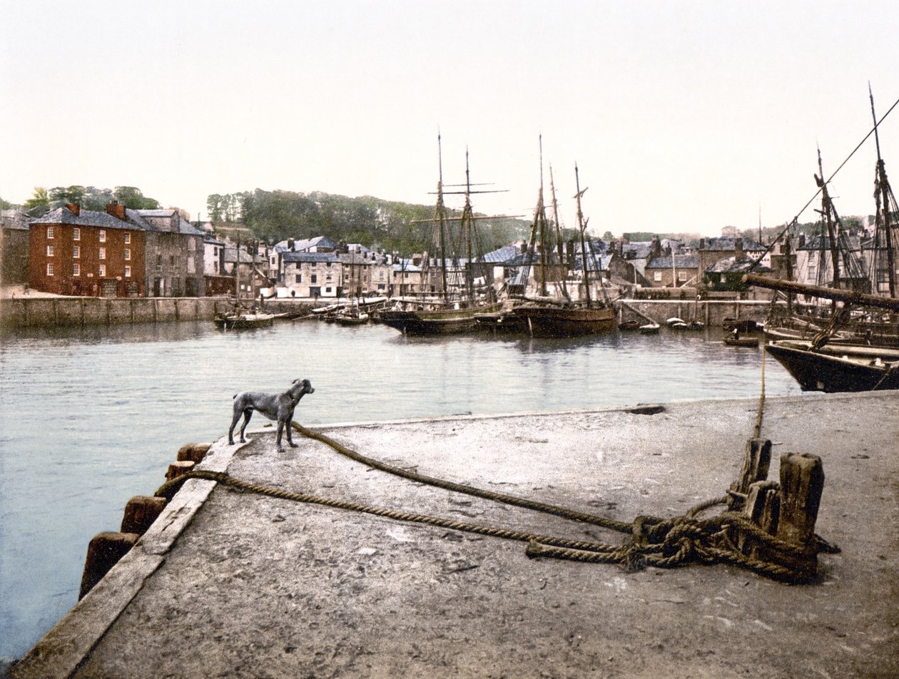 Padstow Quay (håndfarget bilde) av English School