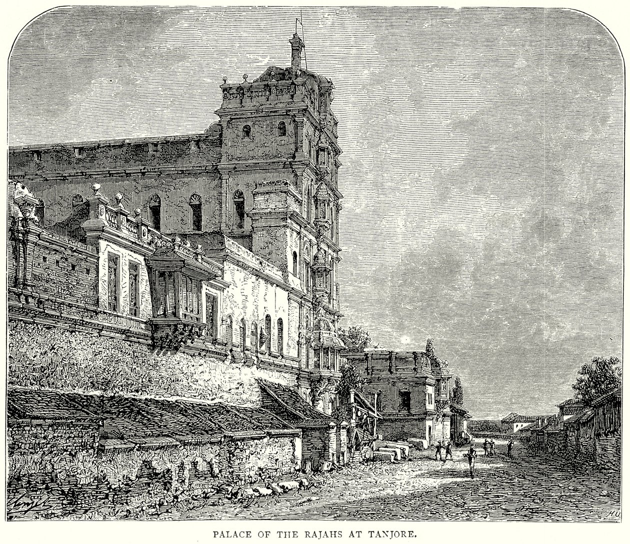 Rajahenes palass i Tanjore (gravering) av English School