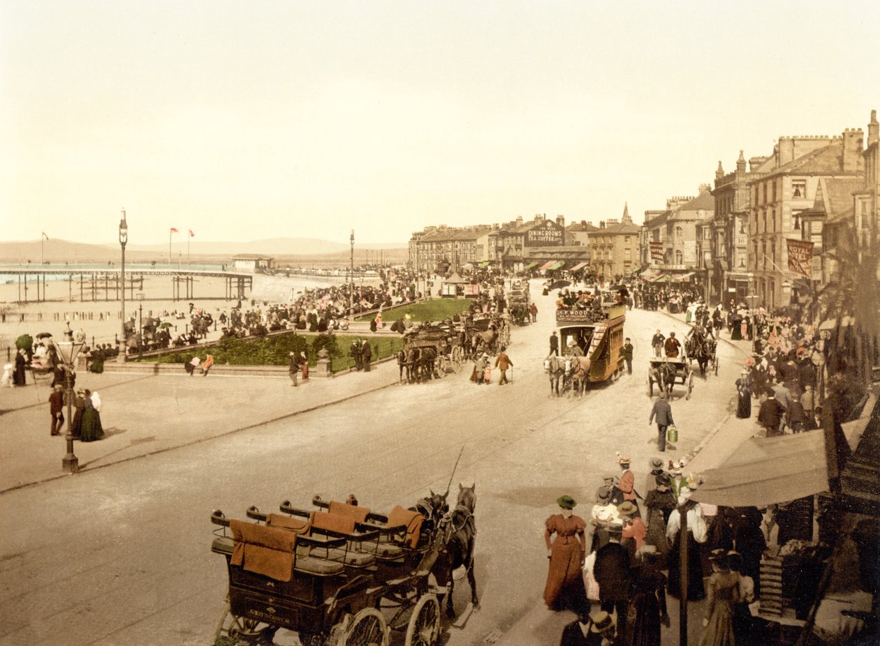 Parade ser vestover, Morecambe (håndfarget bilde) av English School