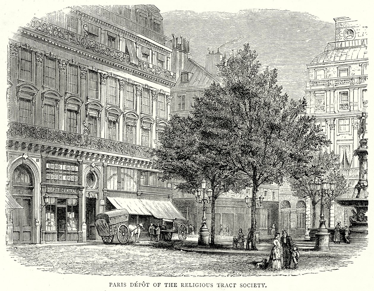 Paris-depotet til Religious Tract Society (gravering) av English School