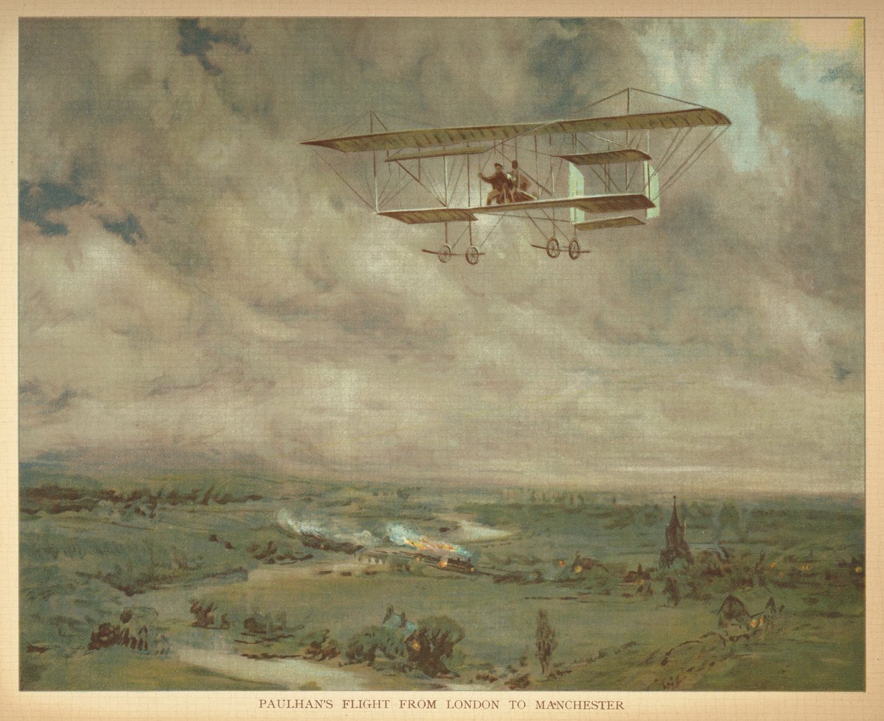 «Paulhans flytur fra London til Manchester.» Litt folks bok over luftskip. London: Ernest Nister, [1912] av English School