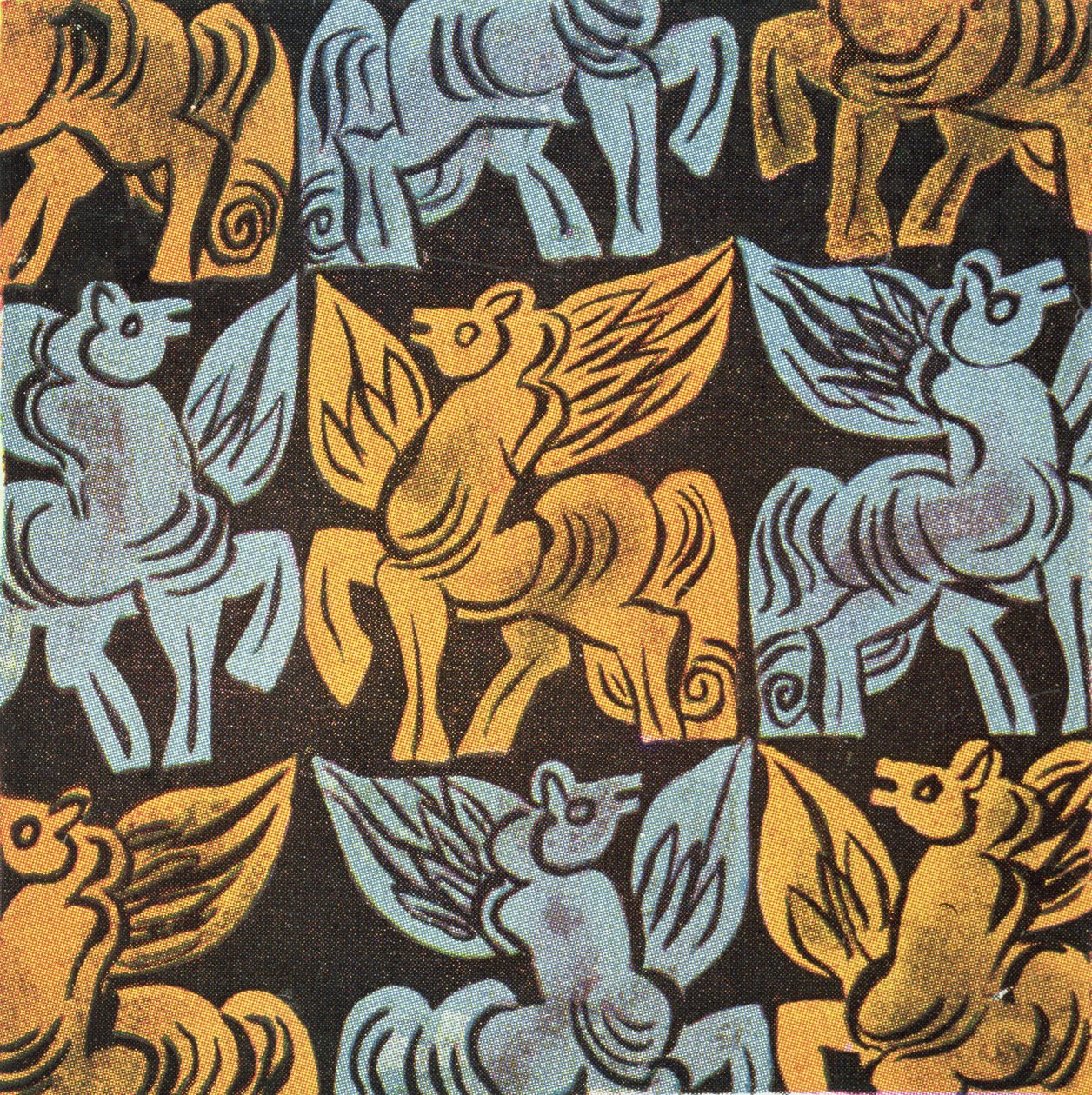 Pegasus design, muligens Arts and Crafts Movement (blekk på papir) av English School