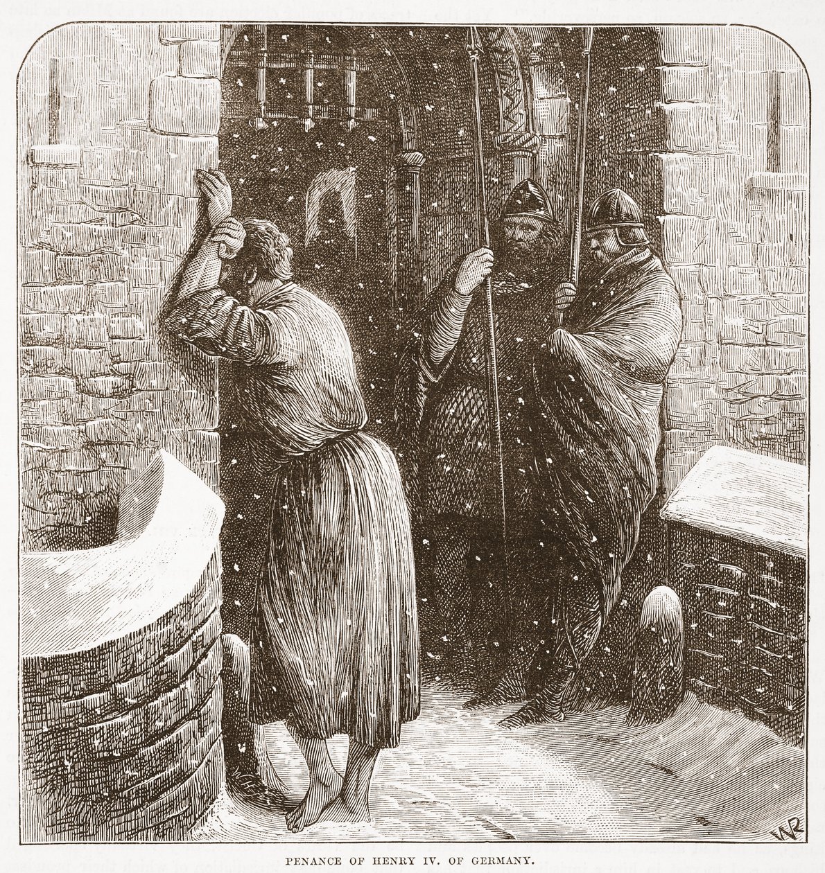 Bot til Henry IV av Tyskland, illustrasjon fra The History of Protestantism av James Aitken Wylie (1808-1890), pub. 1878 av English School
