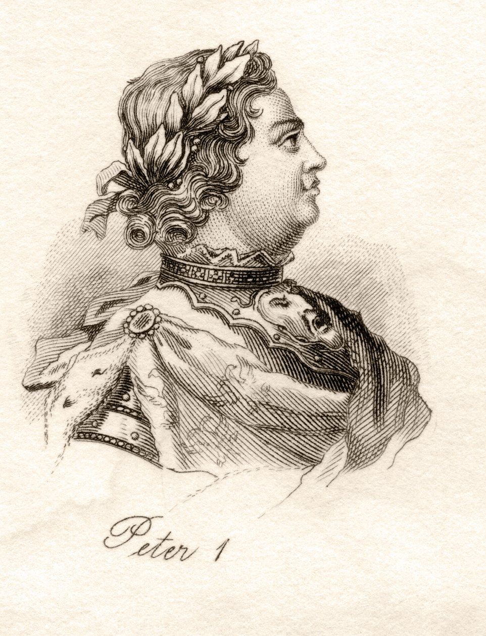 Peter den store, fra 'Crabb's Historical Dictionary', utgitt 1825 av English School