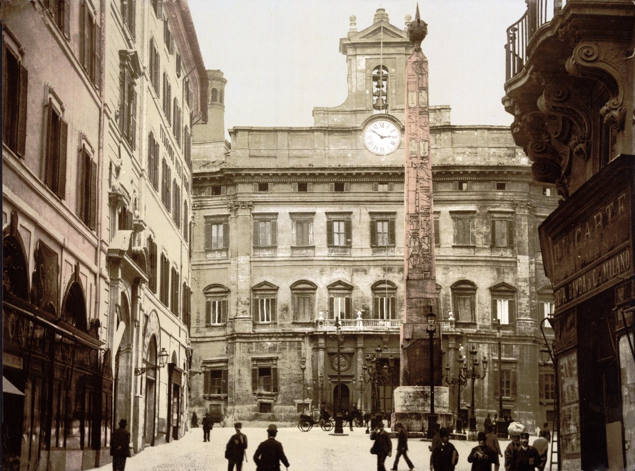 Piazza di Monte Citorio, Roma (håndfarget bilde) av English School