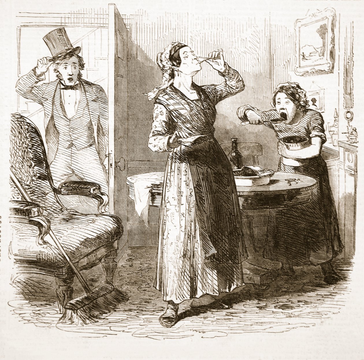 Pittoreske Sketches of London: The Lodging House, fra The Illustrated London News, 1849 av English School