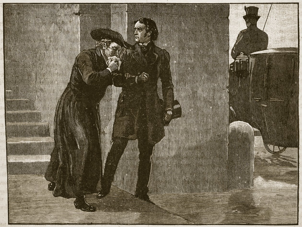 Pius IX forlot Vatikanet i forkledning, 1848, illustrasjon fra Cassells Illustrated History of England (sepiafoto) av English School
