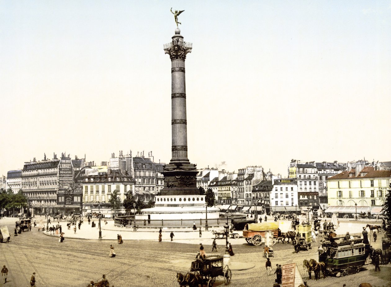 Place de la Bastille, Paris (håndfarget bilde) av English School