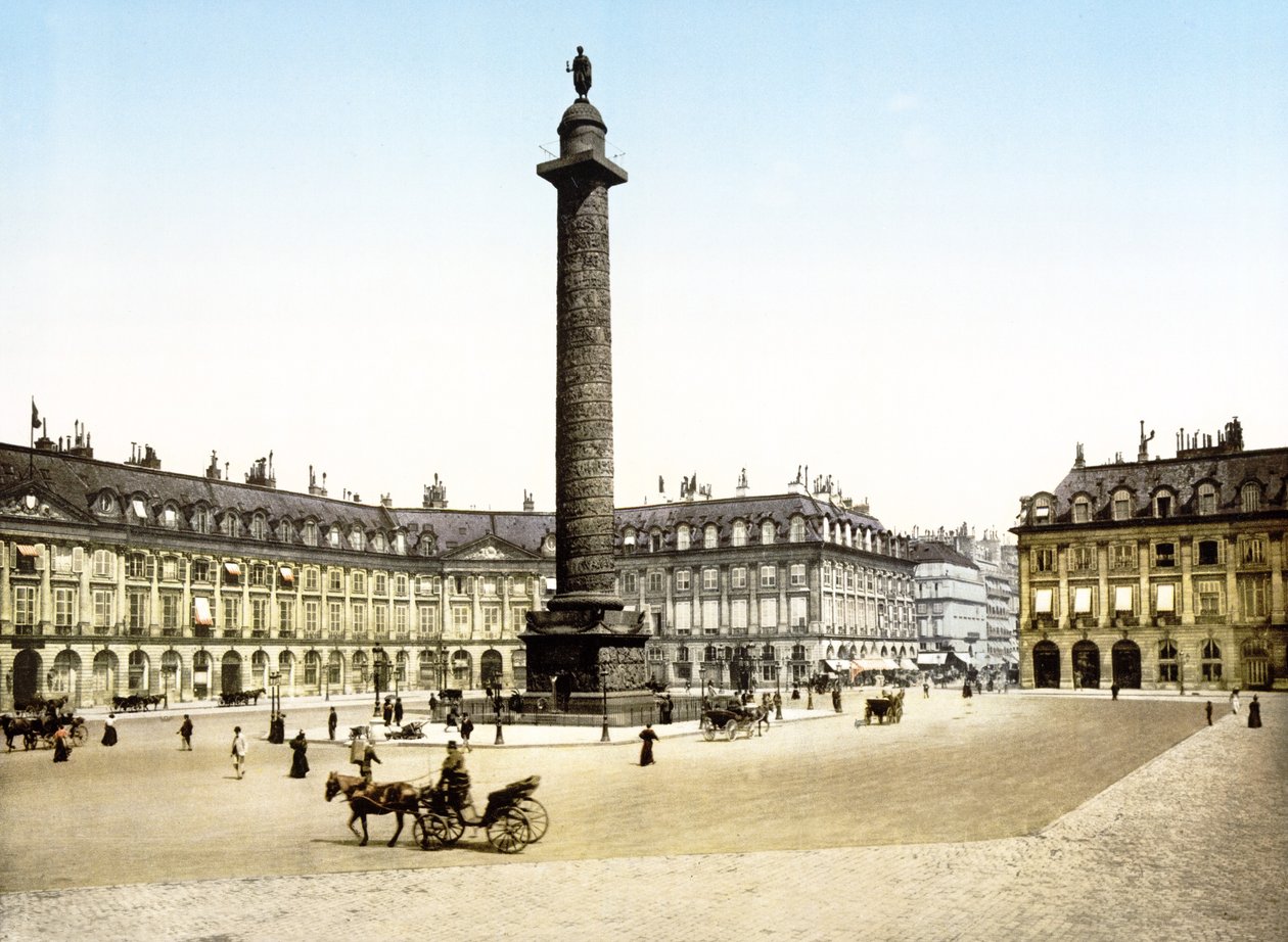 Place de la Colonne Vendome, Paris (håndfarget bilde) av English School