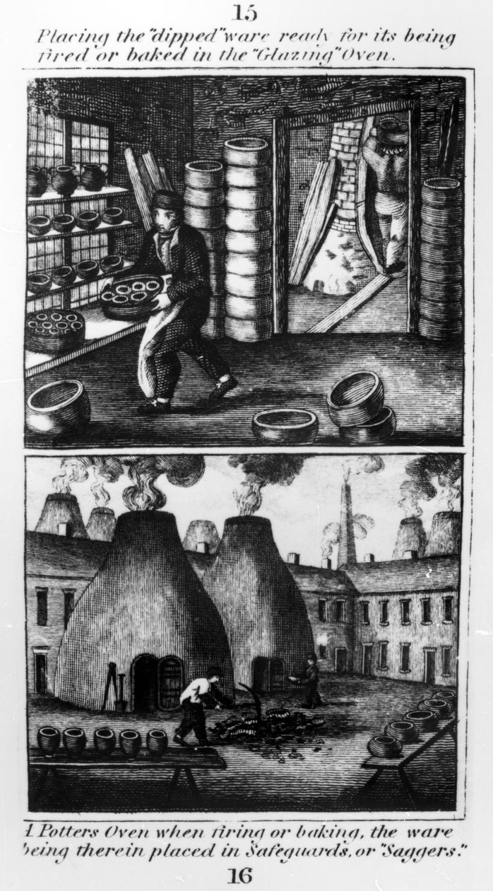 Plassering av dyppet servise i glassovnen, 1827 av English School