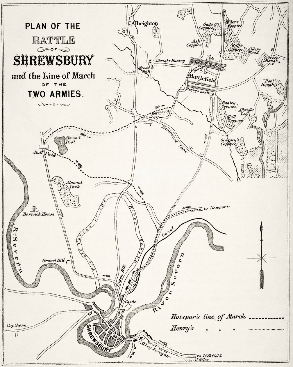 Plan for slaget ved Shrewsbury, 21. juli 1403, fra 