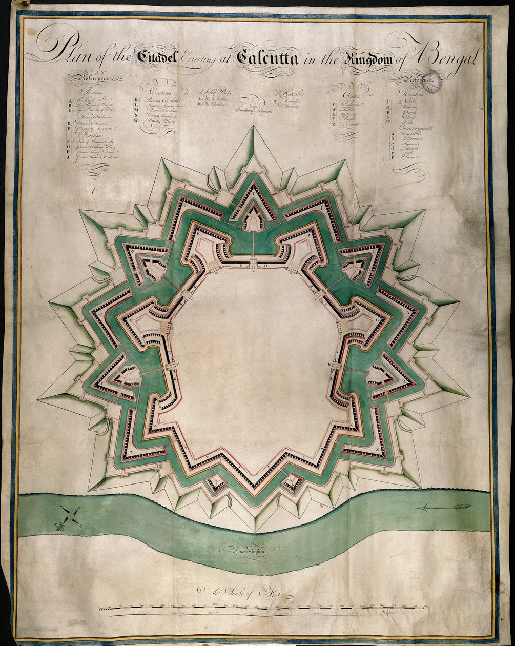 Plan over Citadel of Calcutta og Fort William, East India Company