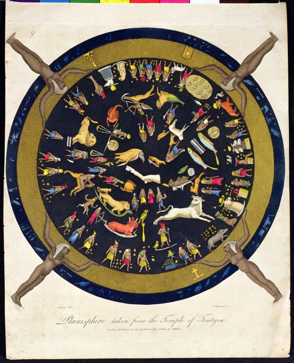 Planisphere hentet fra Temple of Tentyra, gravert av J. Chapman, utgitt av J. Wilkes i 1804 av English School