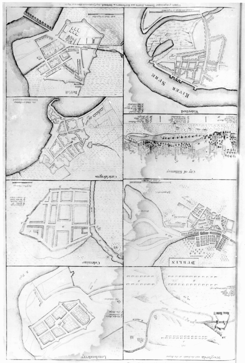 Planer av prinsippet Towers, Forts and Harbors i Irland av English School