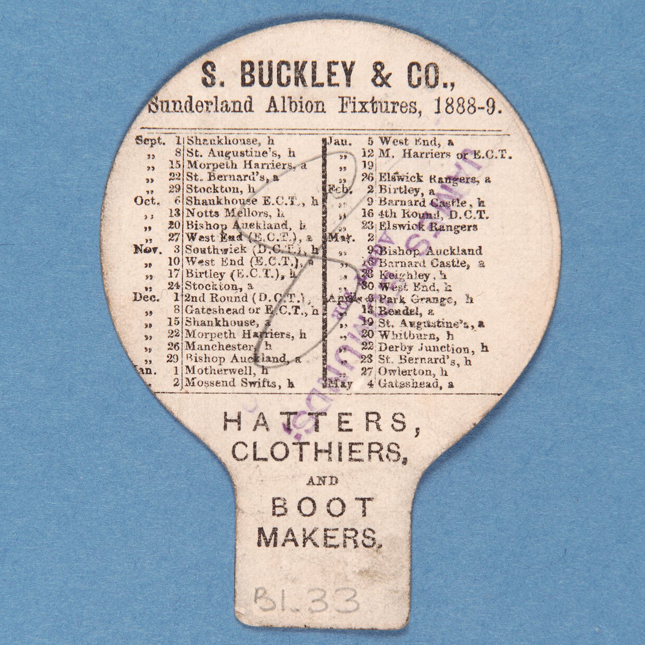 Spill Up Albion, Buckley for Hats av English School