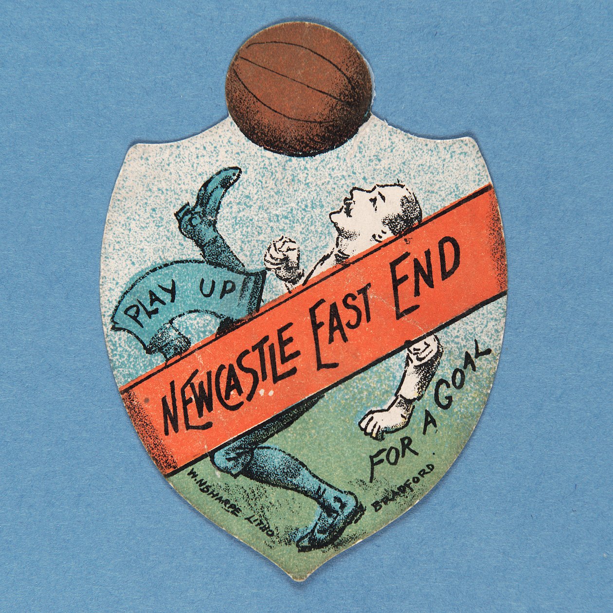 Spill opp Newcastle East End For A Goal, Baines-kort i form av et skjold, 1880-89 av English School