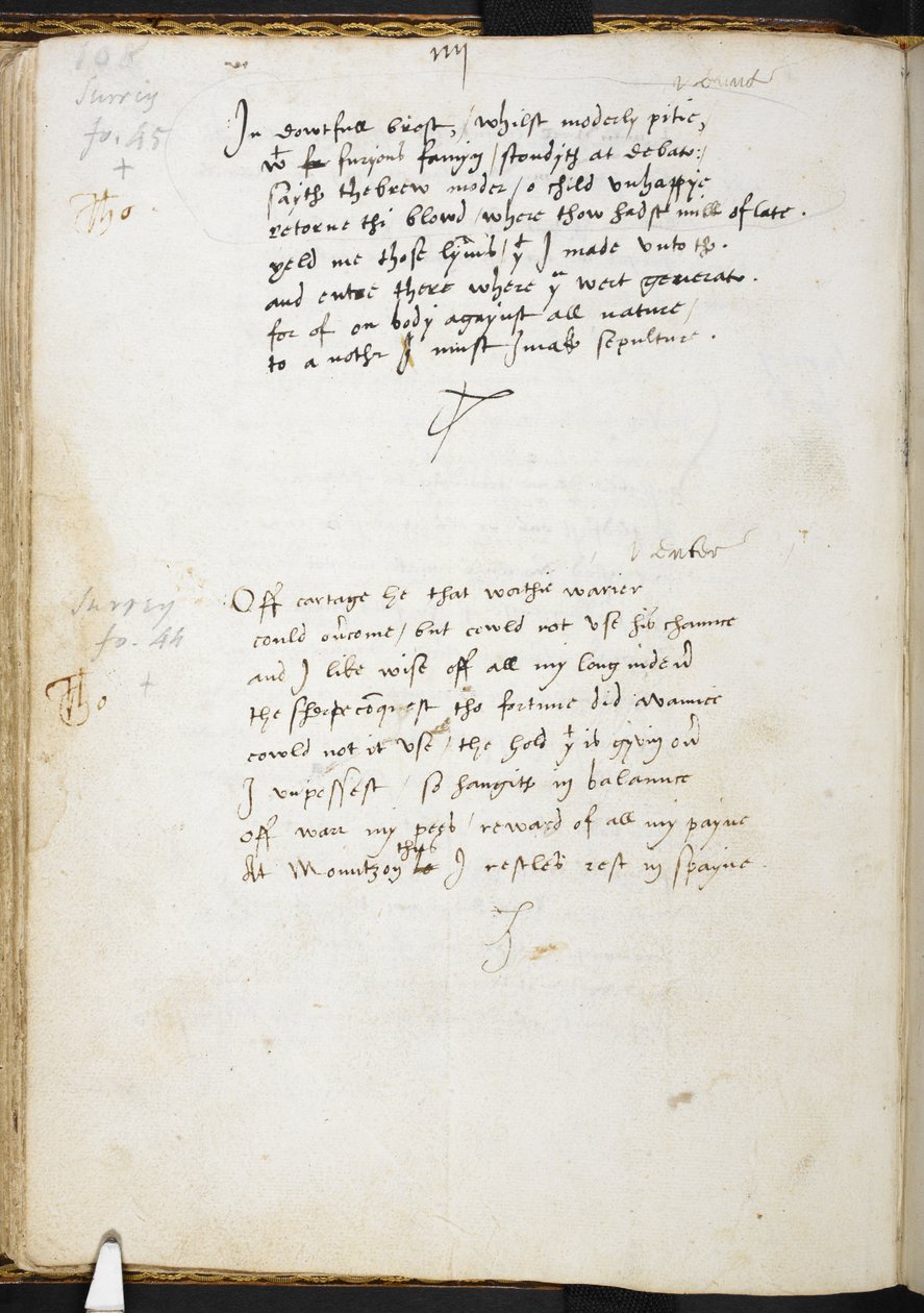 Dikt av Sir Thomas Wyatt, f.54v, ca. 1530-39 (blekk på papir) av English School