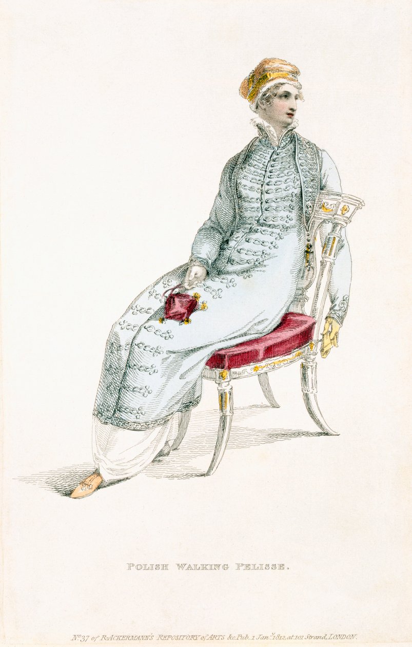 Polsk vandrepelisse, motetallerken fra Ackermanns Repository of Arts av English School