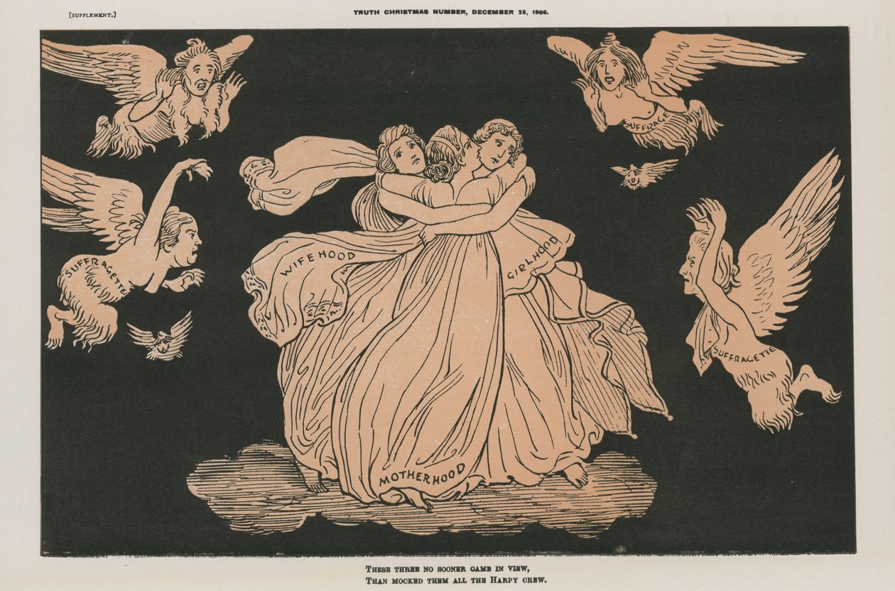 Politisk tegneserie (fargelitografi) av English School