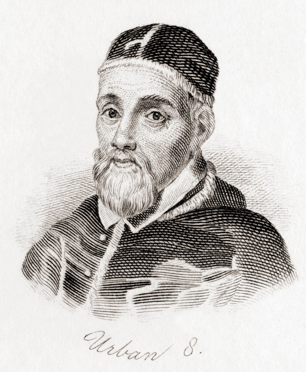 Pave Urban VIII, ca. 1568 -1644, født Maffeo Barberini (gravering) av English School