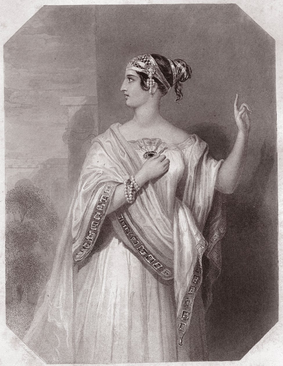 Porcias kone til Brutus (Portia Wife of Brutus) (Jules Cesar - tragedien til Julius Caesar) i - "" Galerie des femmes de Shakespeare, samling av førtifem seriøse portretter av de tidlige London-kunstnerne, beriket med kritiske og litterære merknader" "" ci av English School