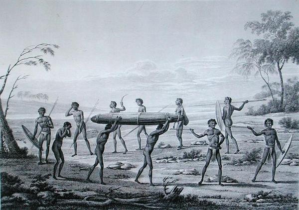 Port Jackson, New Holland: Aborigine Burial Ceremony, fra 
