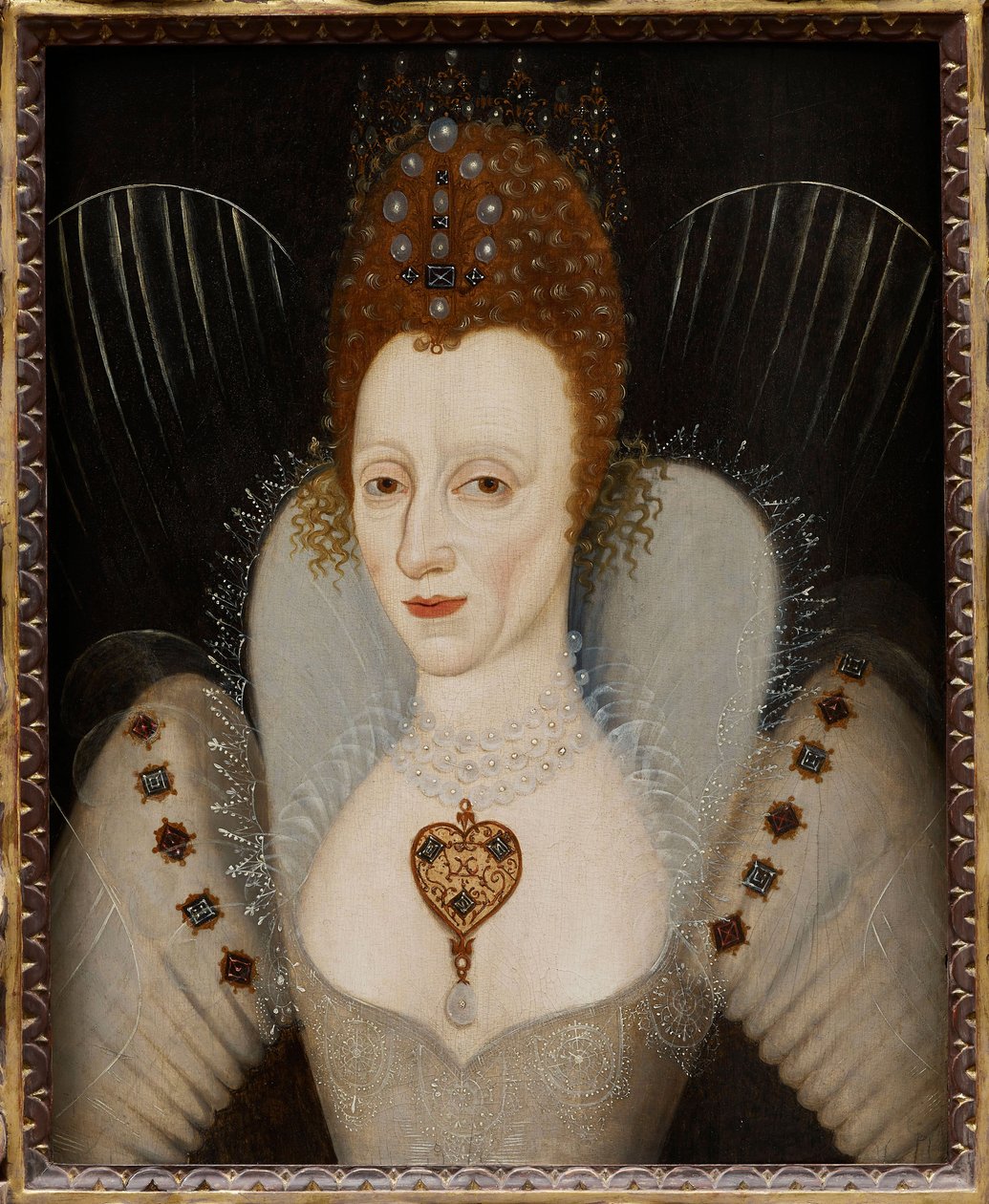 ""Portrett av dronning Elizabeth I av England"" (portrett av dronning Elizabeth I (1533-1603)) Anonymt maleri Circa 1600 privat samling av English School