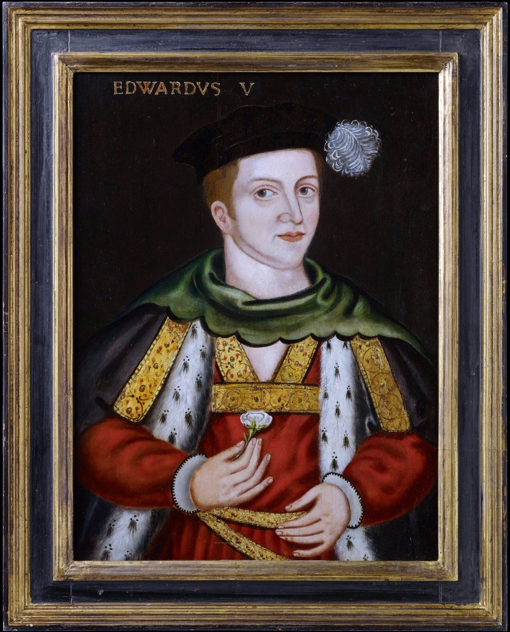 ""Portrett av kong Edward V av England (1470-1483)"" (portrett av kong Edward V av England (1470-1483)) Anonymt 1500-talls maleri privat samling av English School