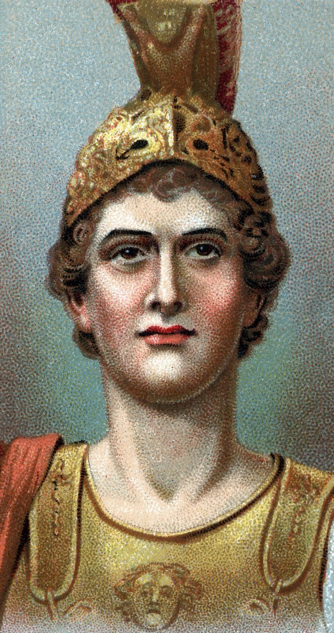Portrett av Alexander den store - Alexander den store (356 - 323 f.Kr.) - Fra serien "" Leaders of Men"" - Kromolitografi - Engelsk skole, 20. århundre - av English School