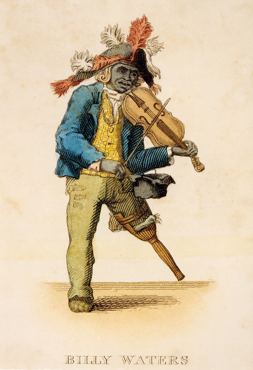 Portrett av Billy Waters, ca. 1820 (etsing og gravering med wc) av English School