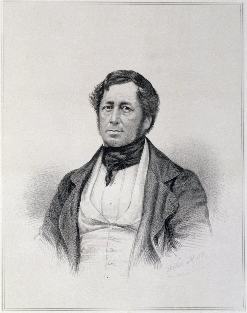 Portrett av Charles Joseph Hullmandel (1789-1850), gravert av G.B. Bleck, 1851 av English School