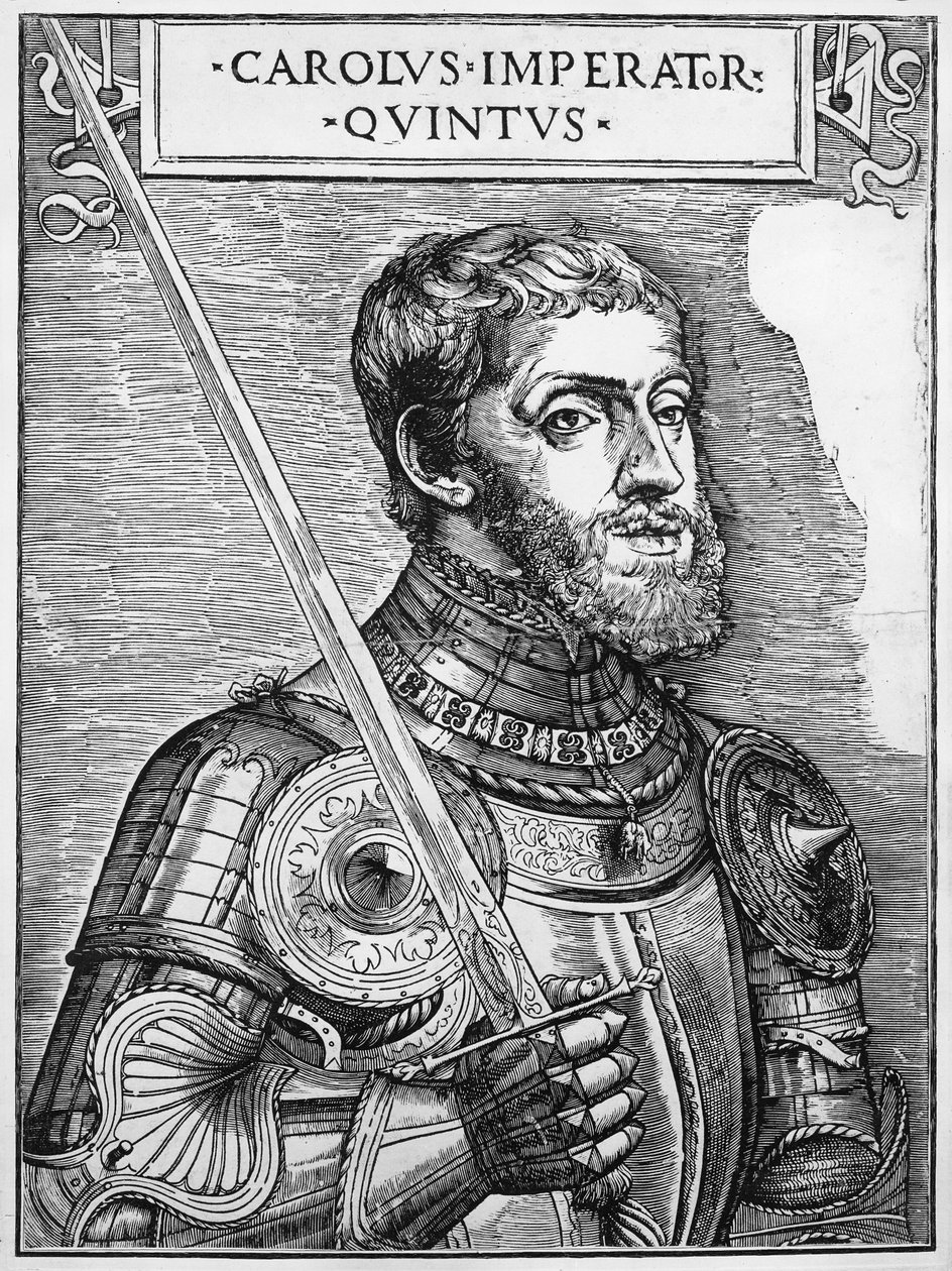 Portrett av Charles V (1500-58), den hellige romerske keiseren av English School