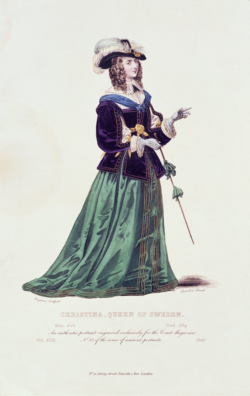 Portrett av Christina dronning av Sverige (1626-1689) av English School