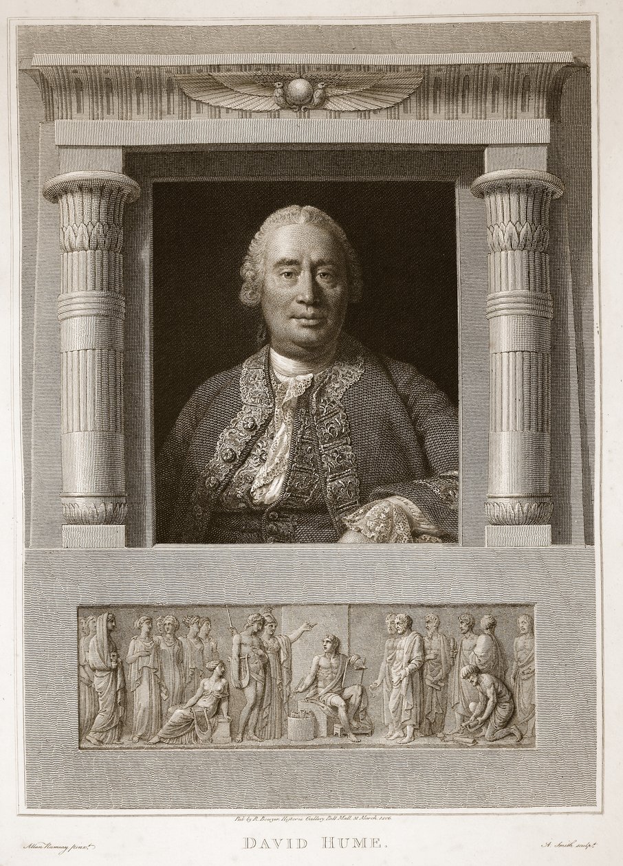 Portrett av David Hume, illustrasjon fra David Humes The History of England, pub. av R. Bowyer, London, 1812 av English School