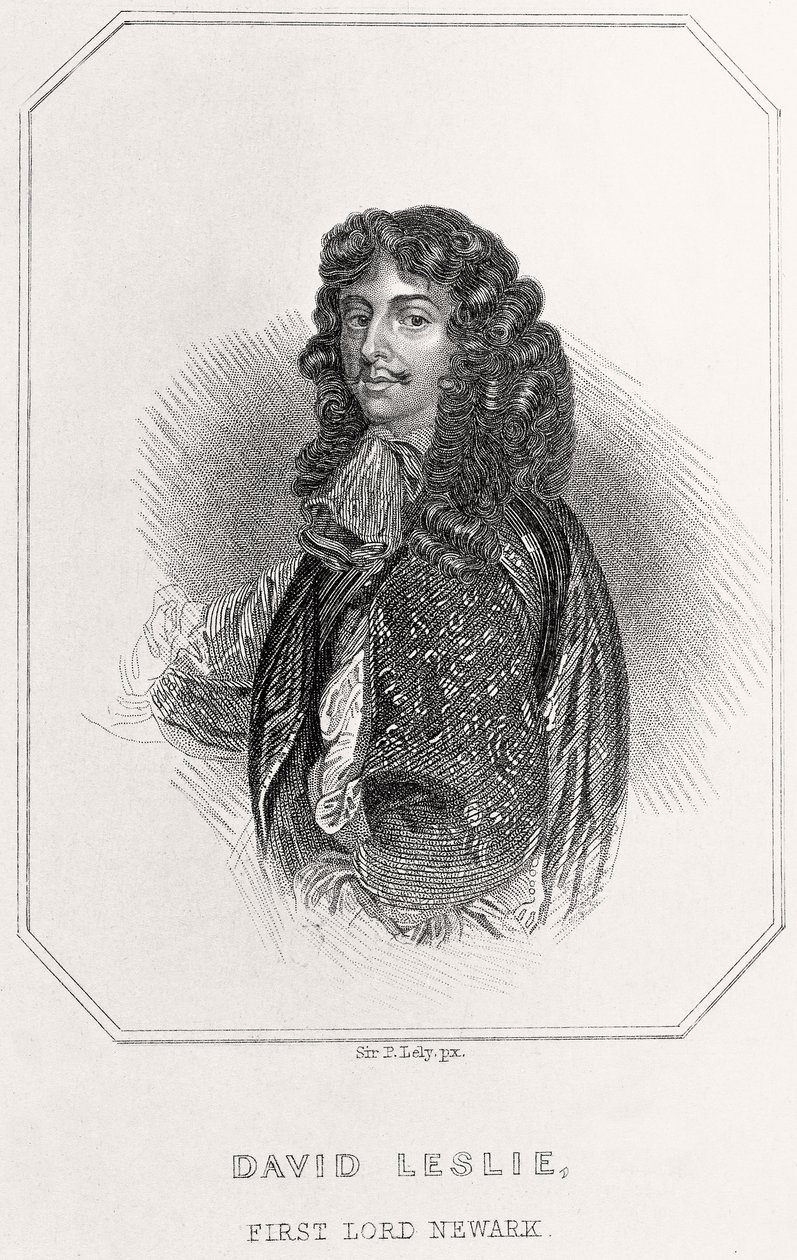 Portrett av David Leslie, 1st Lord of Newark, 1835 av English School